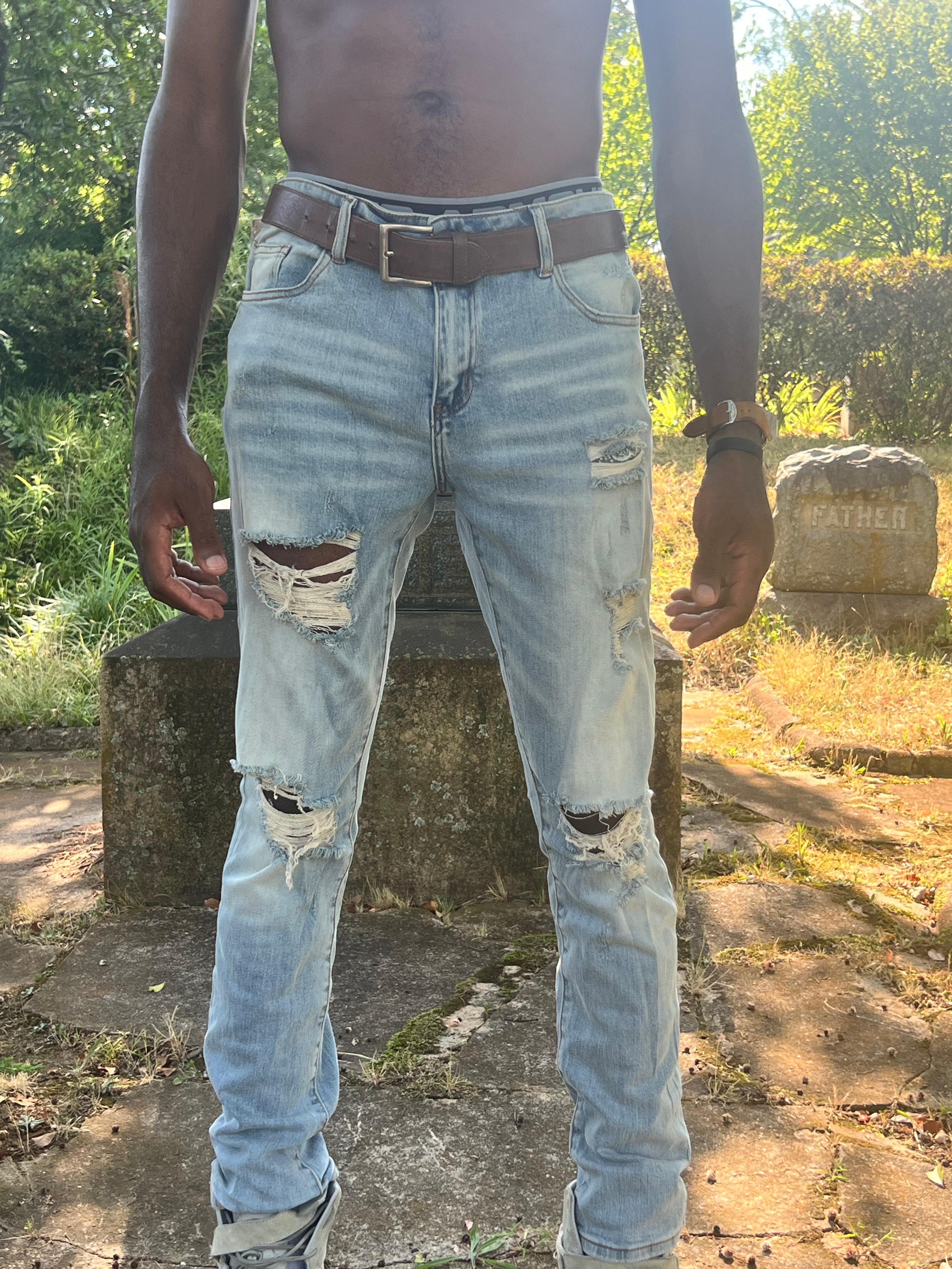 Distressed Denim Jeans