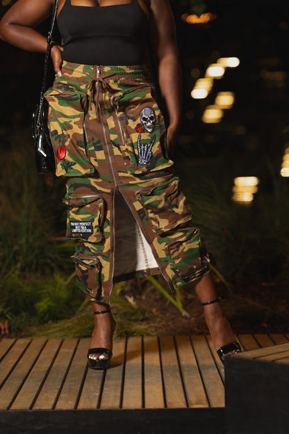 Utility Camo Skirt with Zipper